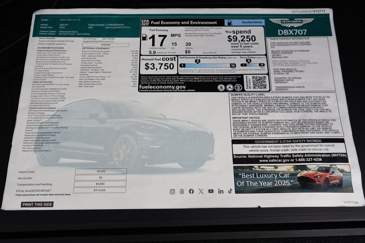 2025 Aston Martin DBX 707