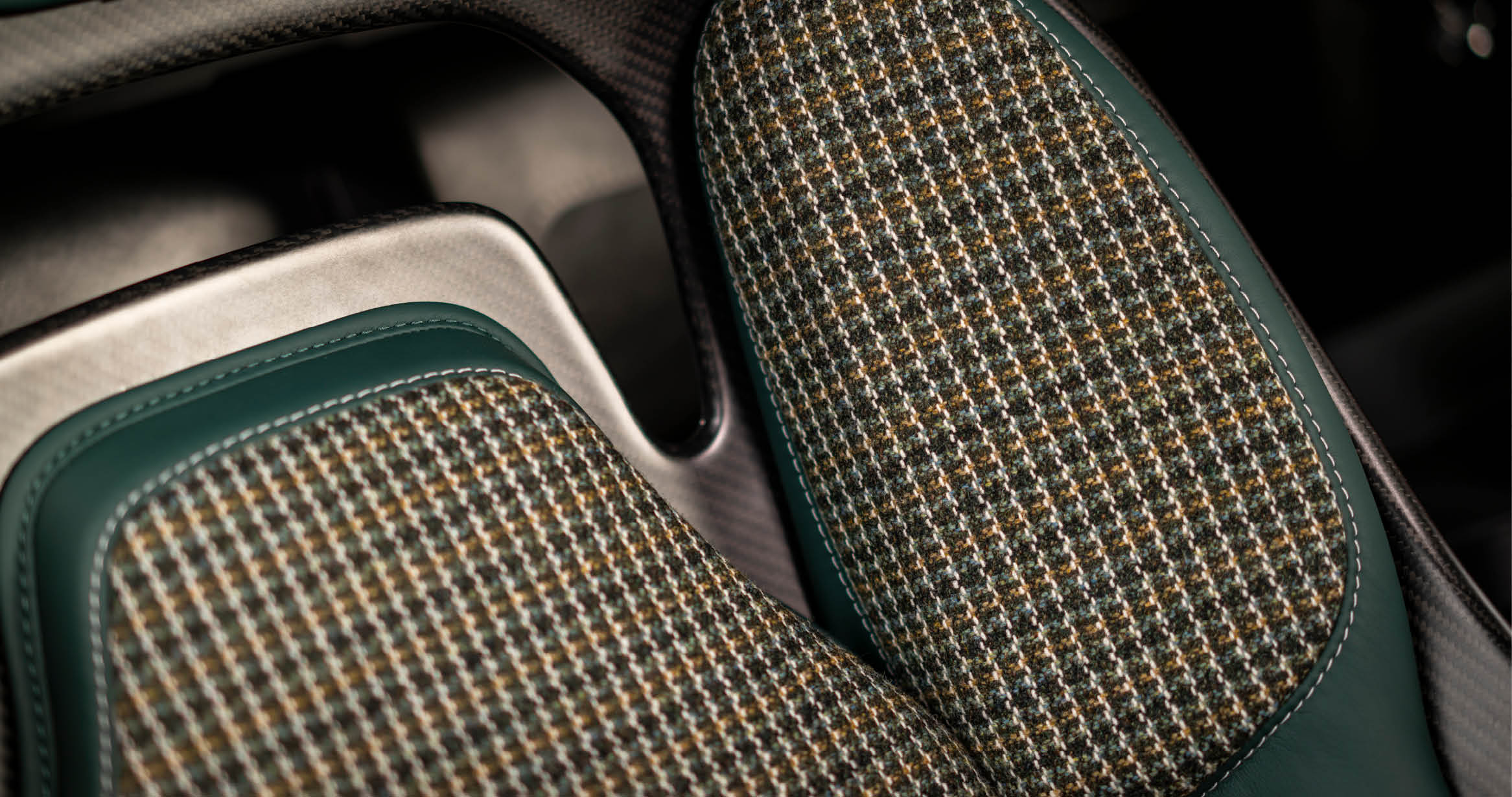 Close-up of tweed seating