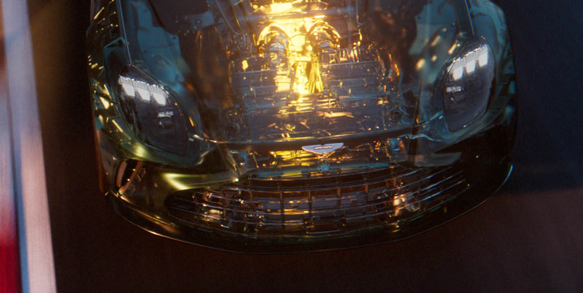 electric flowing through the engine hood of the Vantage