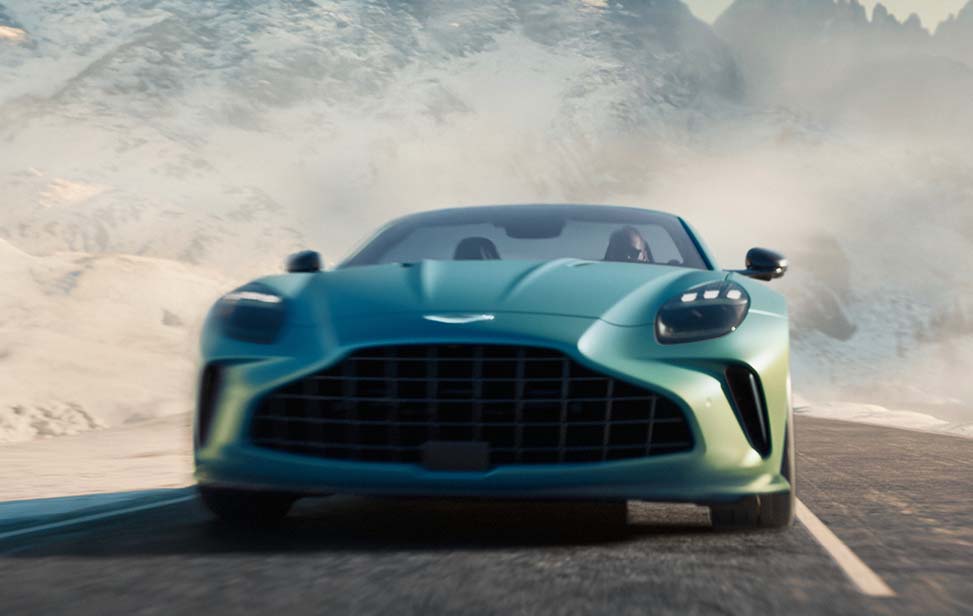 Aston Martin Vantage Roadster speedily driving forward