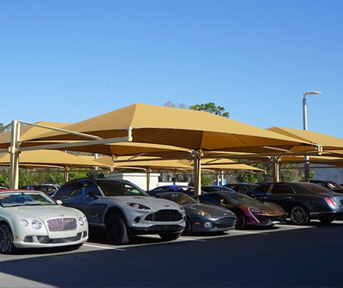 Outdoor shaded area for finished vehicles