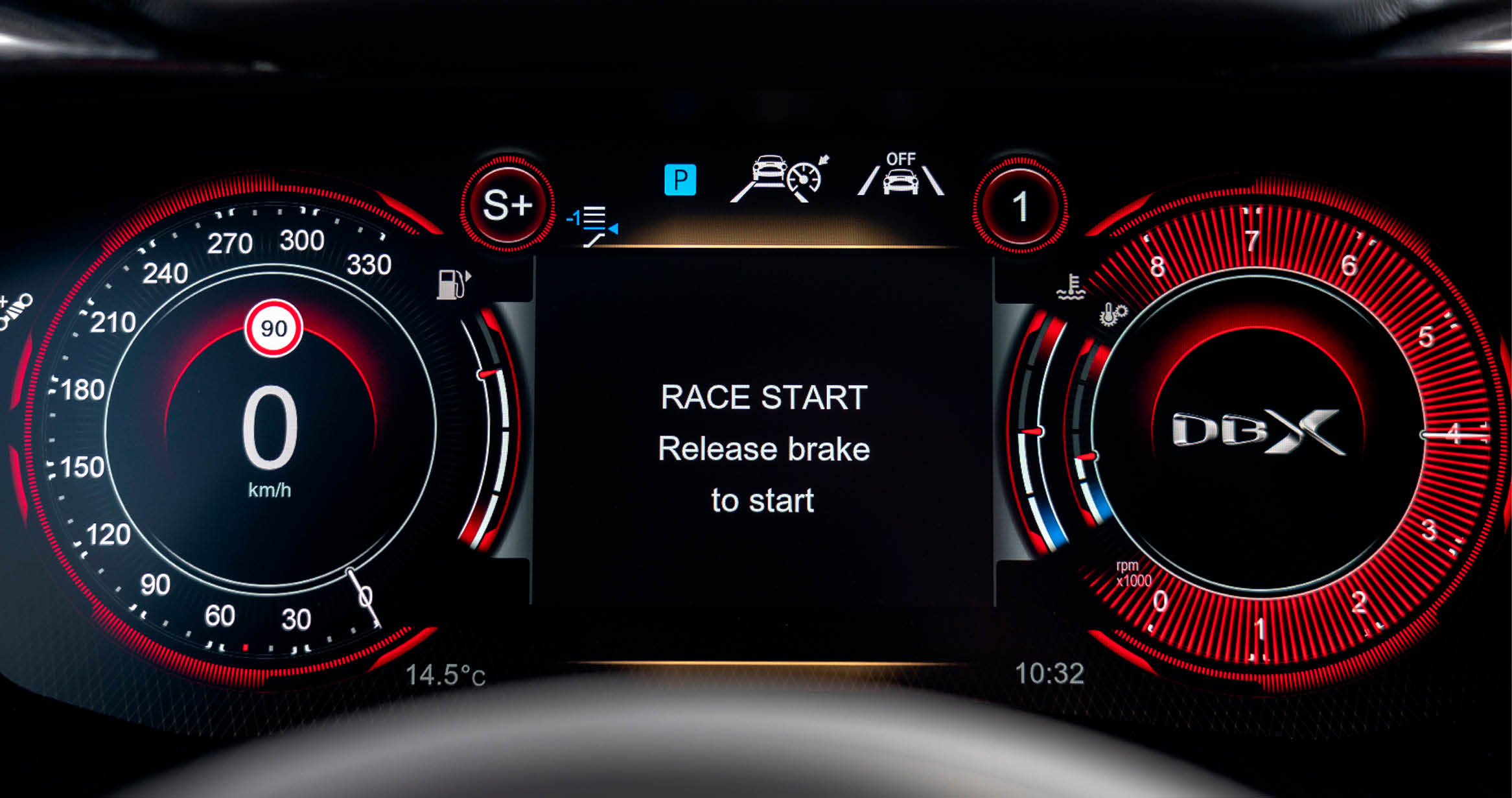 Instrument Cluster showing Launch Control and Sport+